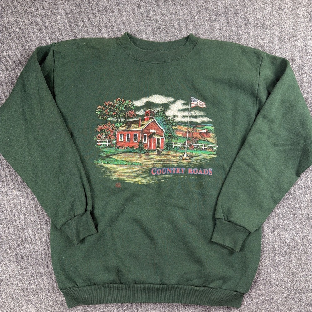 Vintage Cotton Grove Country Roads Sweater‎ Size Large USA Farming Graphic Print